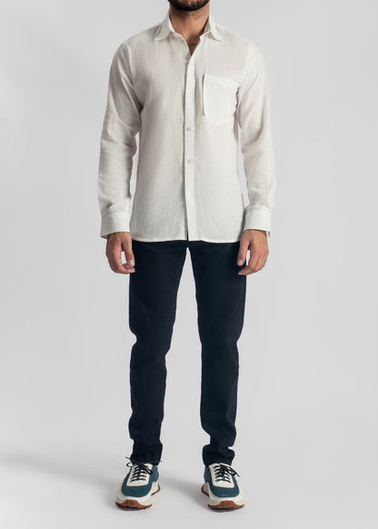 Men's classic white casual shirt with regular fit and clean design