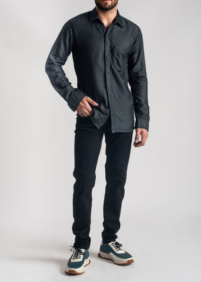 Men's kohl grey denim shirt with structured fit and modern look