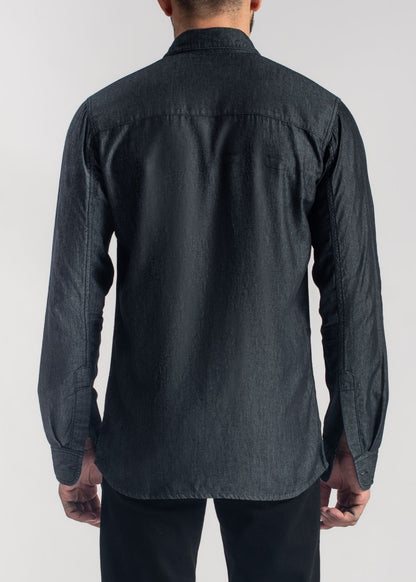 Men's kohl grey denim shirt with structured fit and modern look