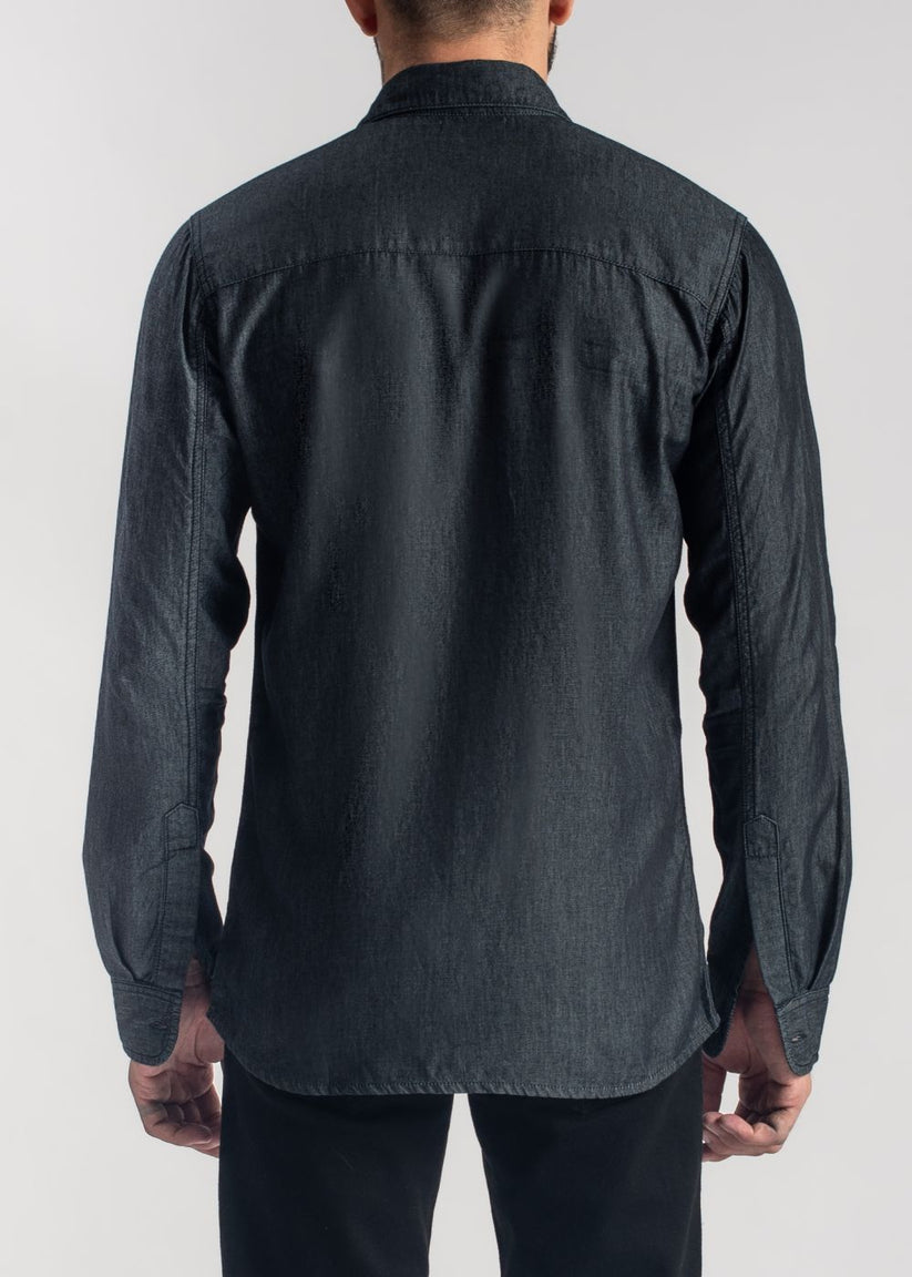 Men's kohl grey denim shirt with structured fit and modern look