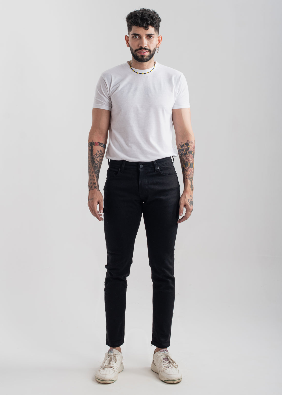 Men's slim fit jet black jeans with clean finish