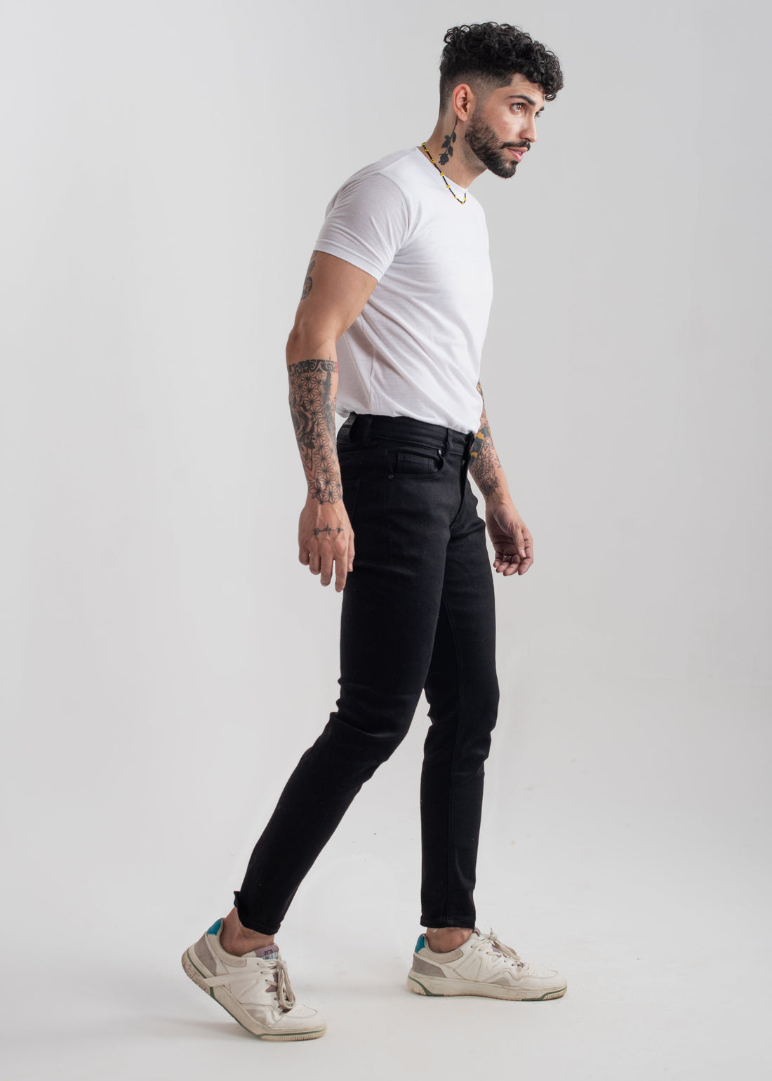 Men's slim fit jet black jeans with clean finish