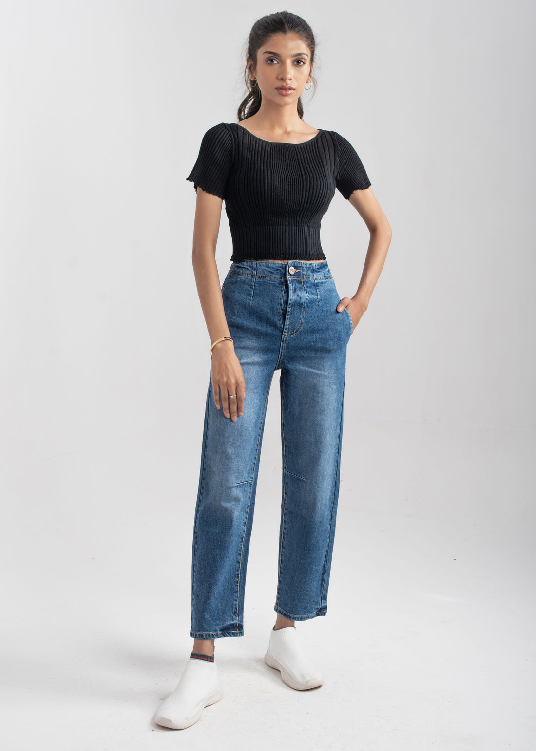 Mid Blue Pleat Jeans 