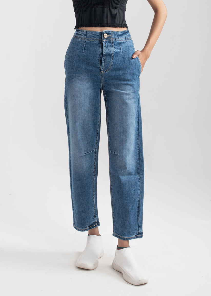 Mid Blue Pleat Jeans 