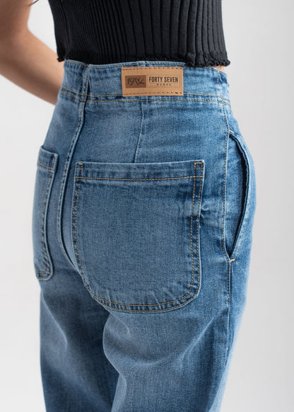 Mid Blue Pleat Jeans 