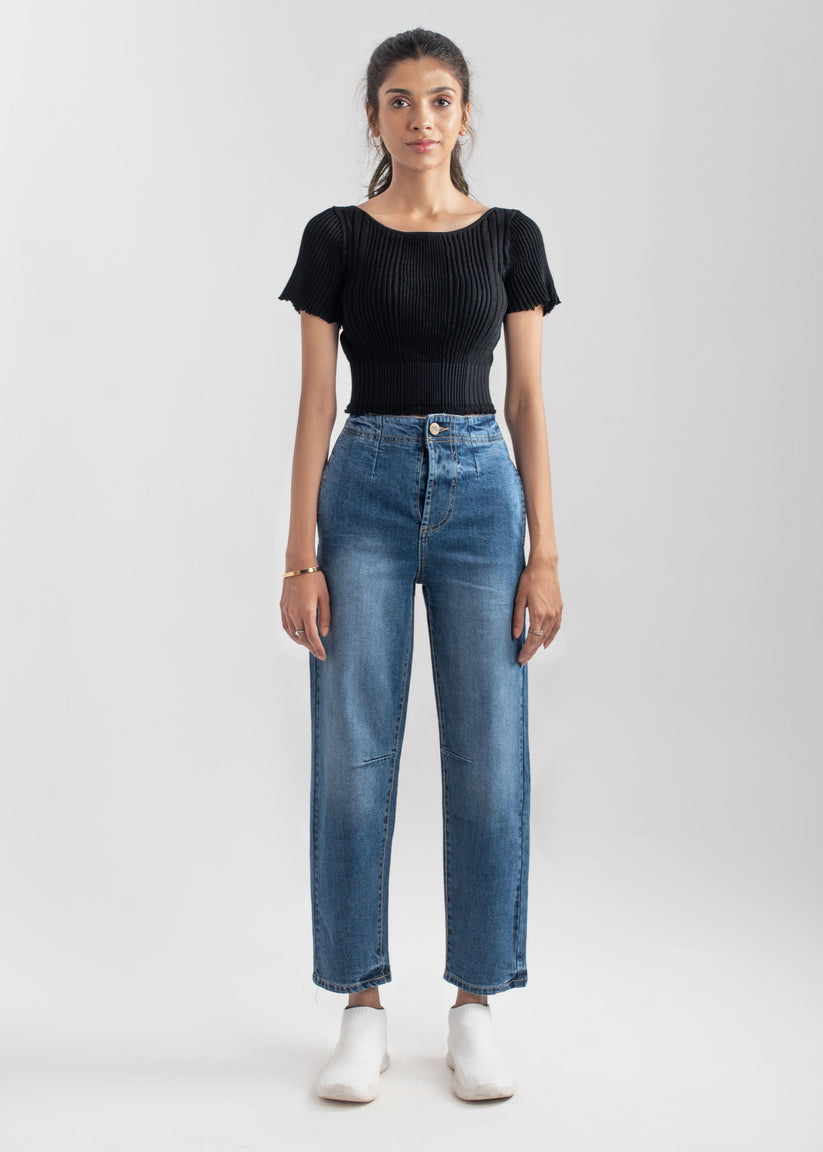 Mid Blue Pleat Jeans 