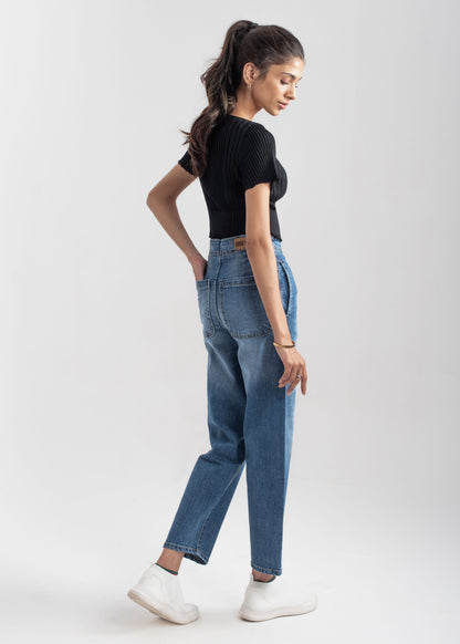 Mid Blue Pleat Jeans 
