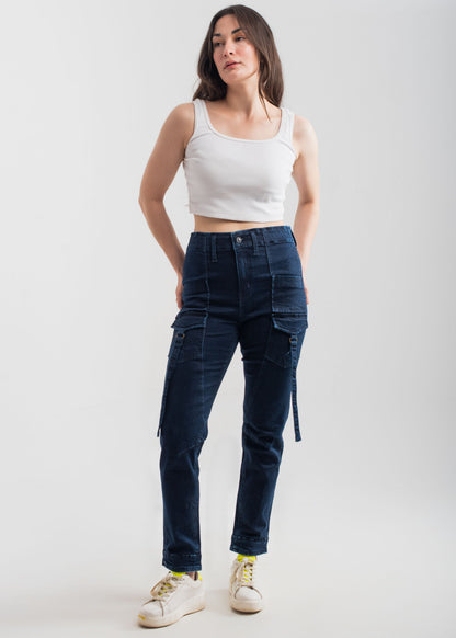 Nautical Blue Cargo Jeans Women 