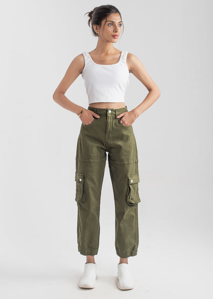 Olive Green Cargo Pants for Women 