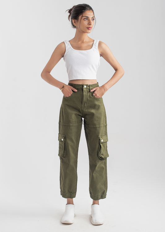Olive Green Cargo Pants for Women 