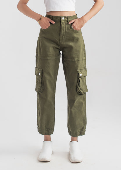 Olive Green Cargo Pants for Women 