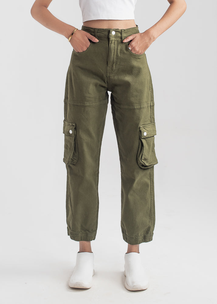 Olive Green Cargo Pants for Women 