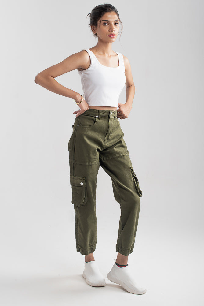 Olive Green Cargo Pants for Women 