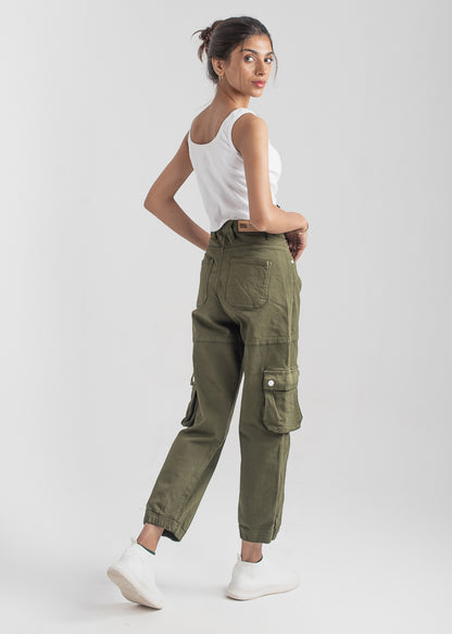 Olive Green Cargo Pants for Women 