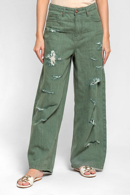 Ripped & Repair Olive Jeans Her 