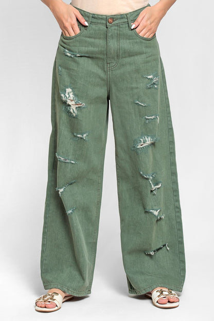 Ripped & Repair Olive Jeans Her 
