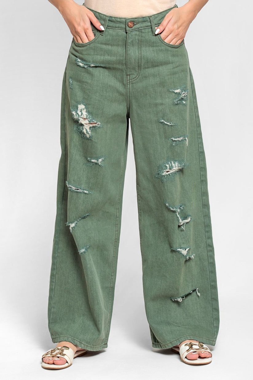 Ripped & Repair Olive Jeans Her 