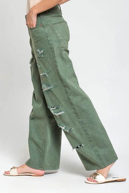 Ripped & Repair Olive Jeans Her 
