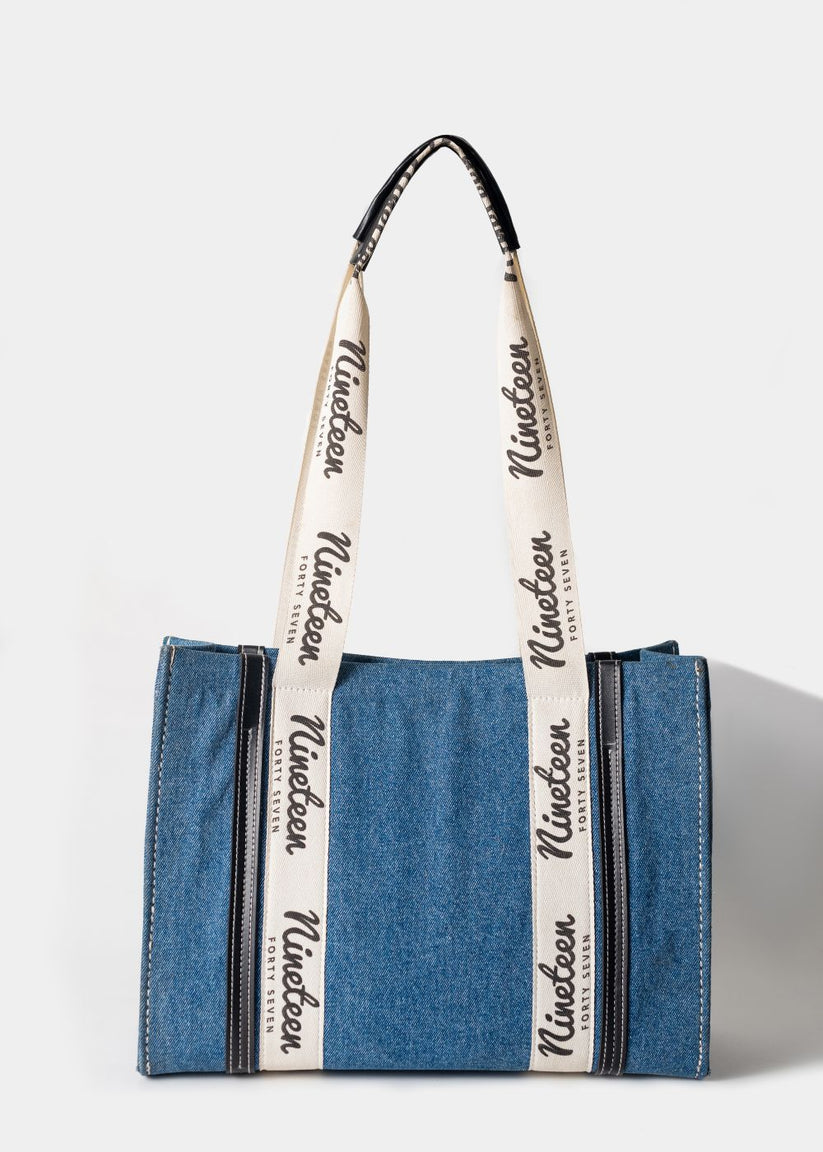 The 1947 Signature Denim Tote Bag in Blue