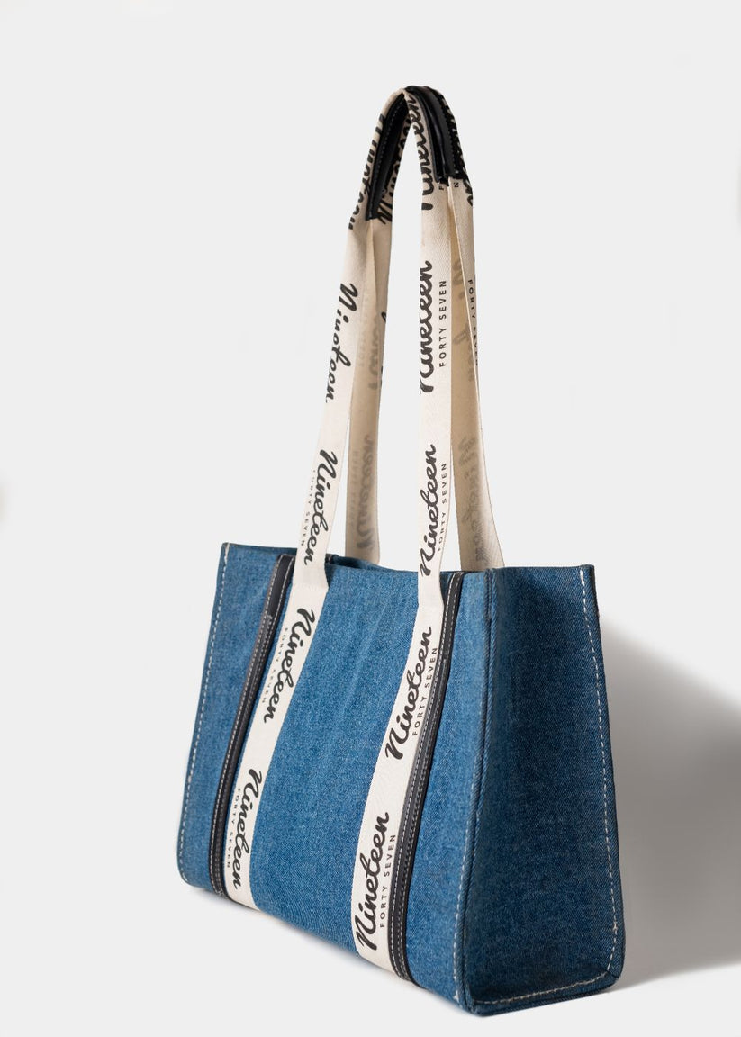The 1947 Signature Denim Tote Bag in Blue