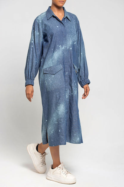 Trench Coat Tunic With Flap Pockets 