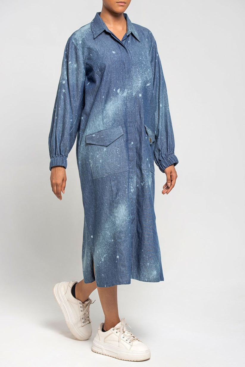 Trench Coat Tunic With Flap Pockets 