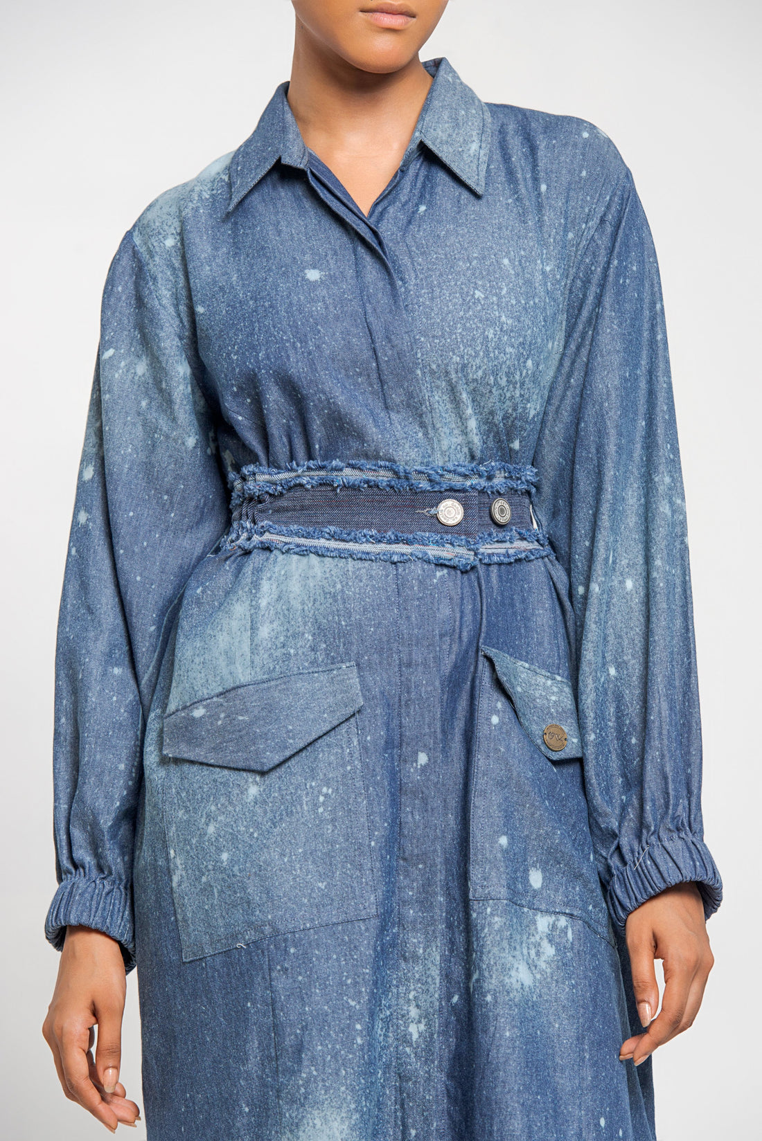 Trench Coat Tunic With Flap Pockets 