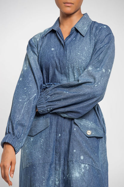 Trench Coat Tunic With Flap Pockets 