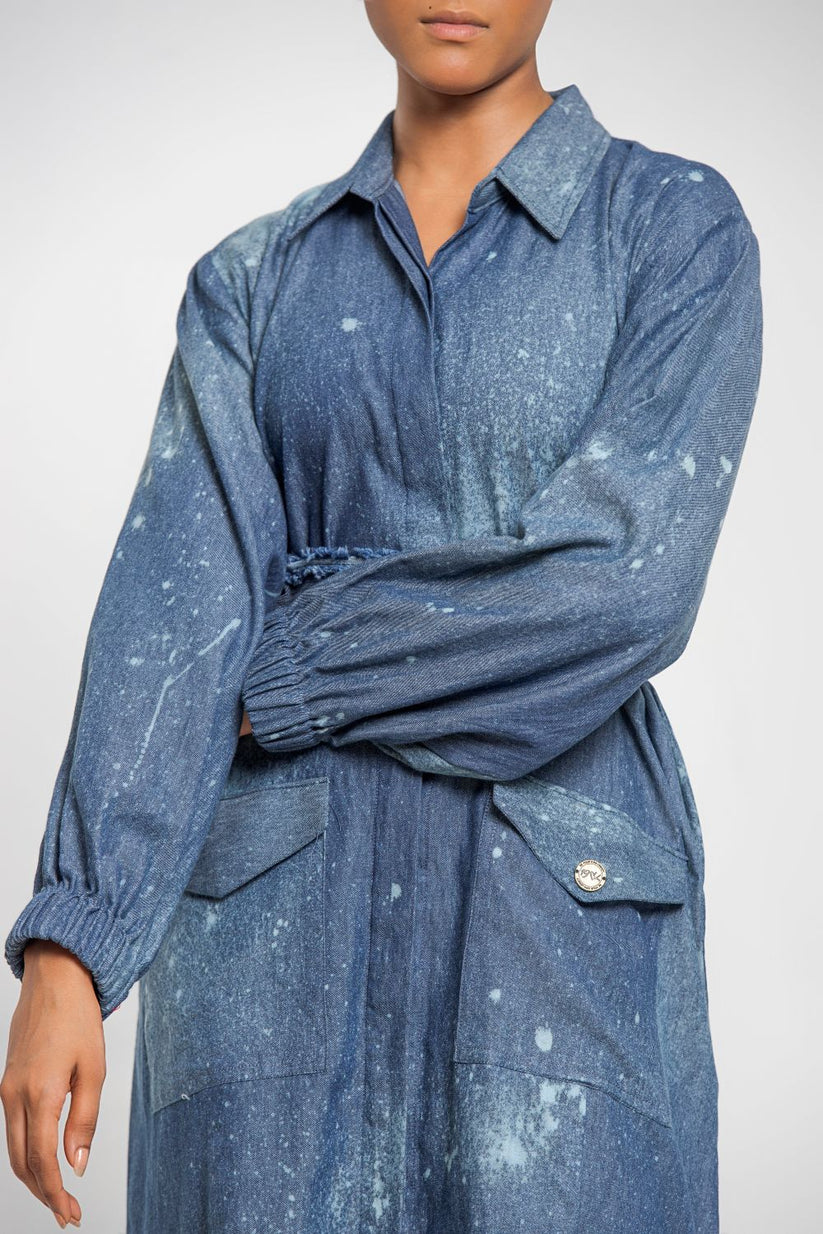 Trench Coat Tunic With Flap Pockets 