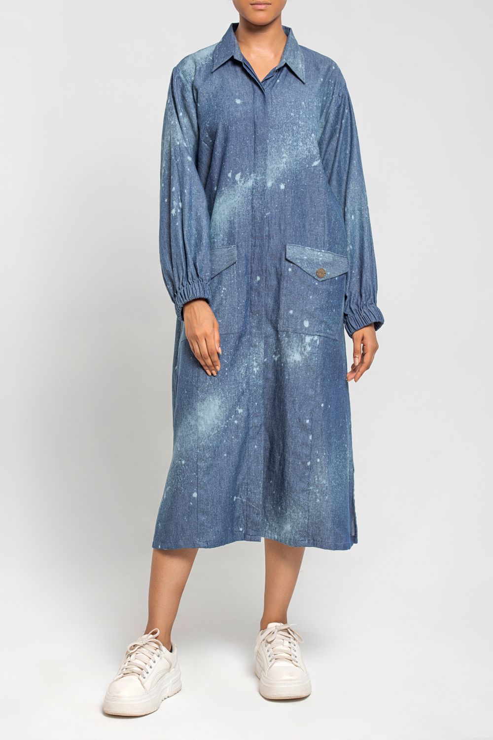 Trench Coat Tunic With Flap Pockets 