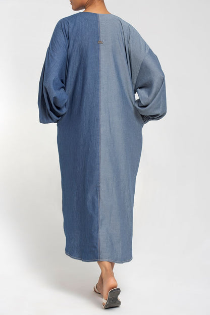 Two-toned zipper front long Tunic 