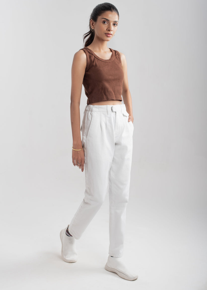 White Flap Pocket Jeans 