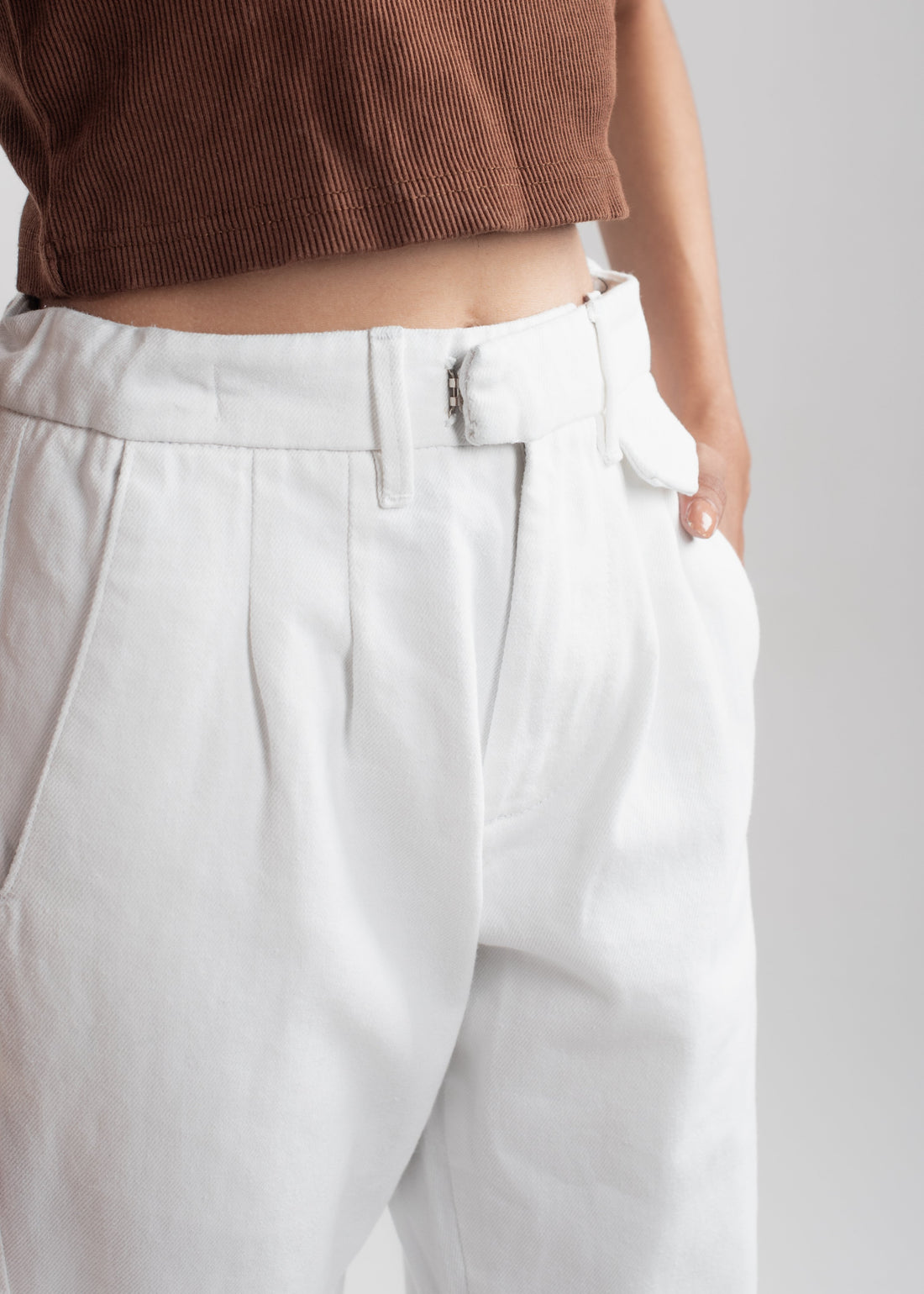 White Flap Pocket Jeans 