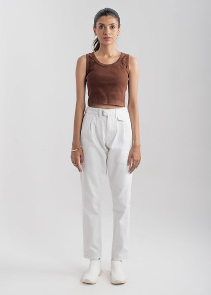 White Flap Pocket Jeans 