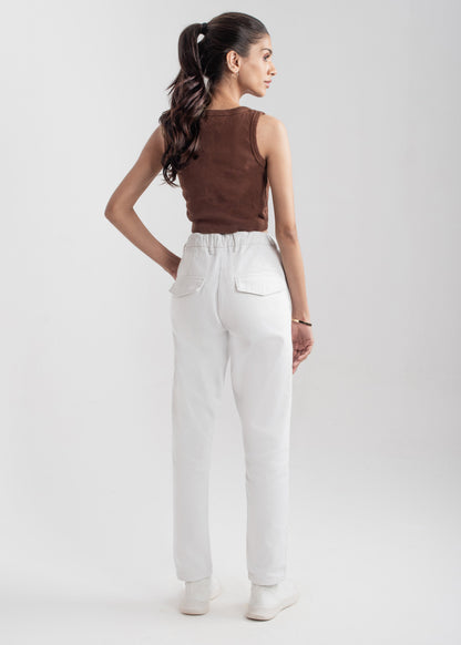 White Flap Pocket Jeans 