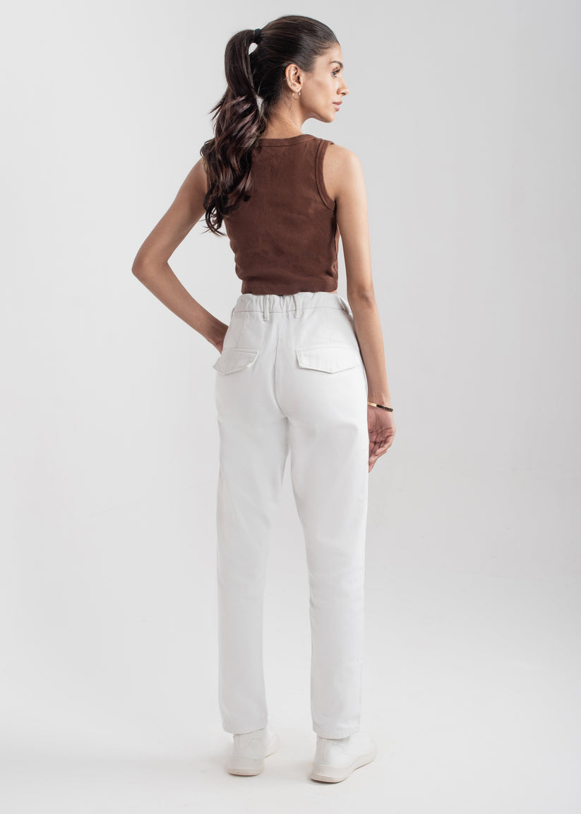 White Flap Pocket Jeans 