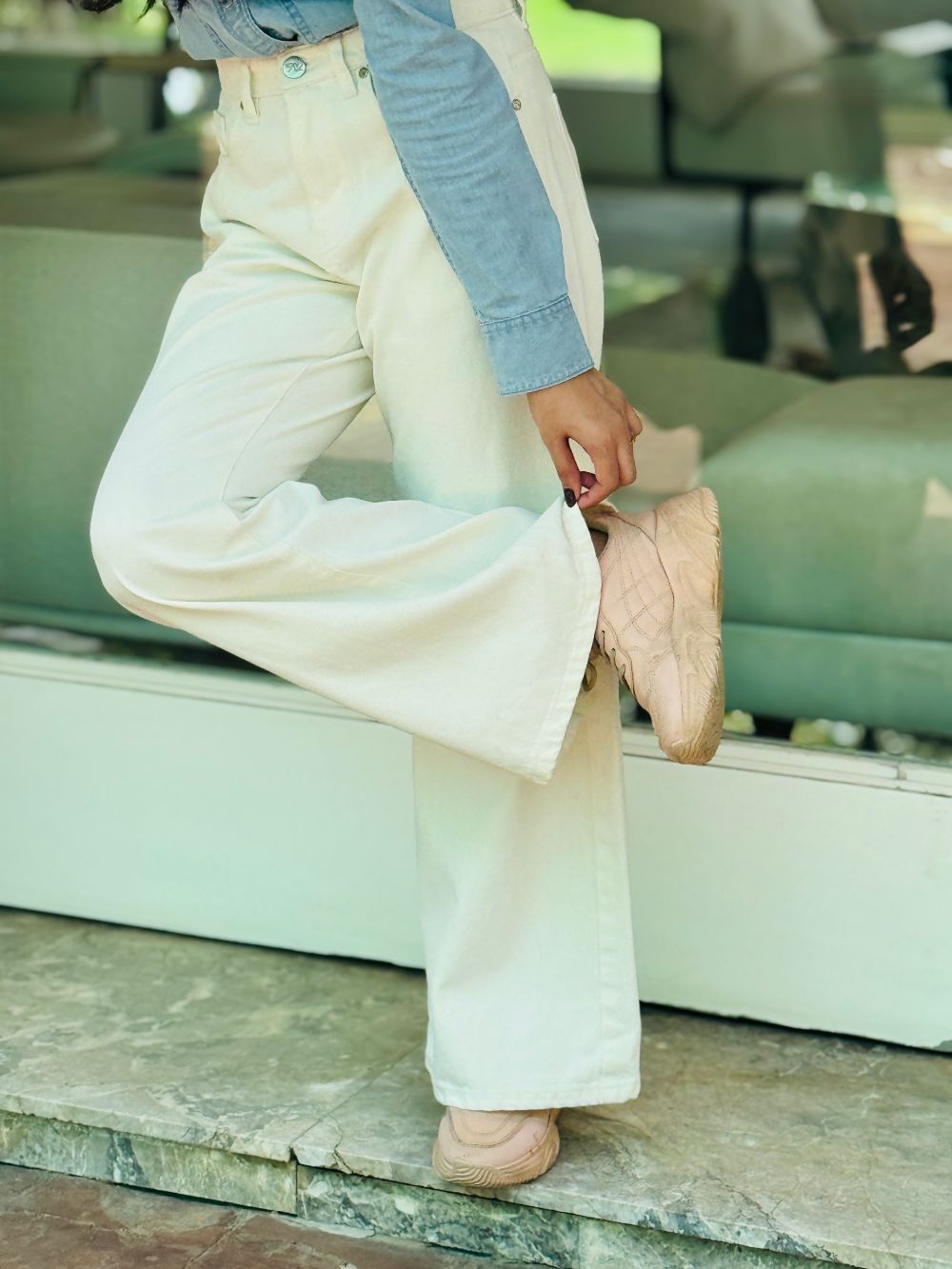 White Flare Jeans 