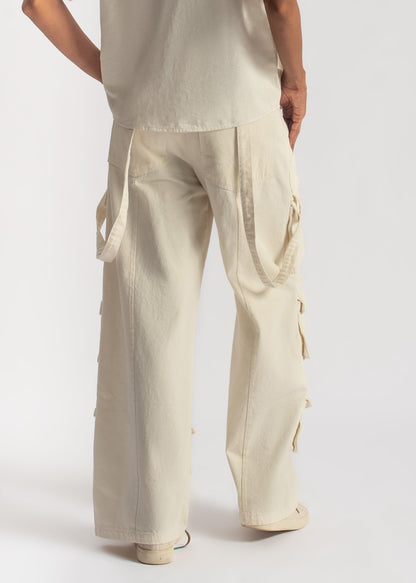 White Multi Pocket Cargo Jeans Women 