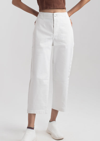White Pleat Jeans 