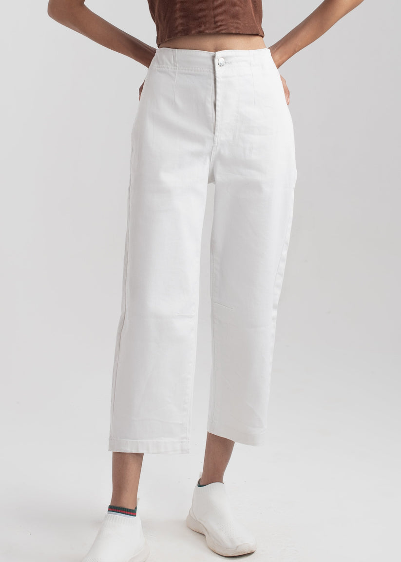 White Pleat Jeans 