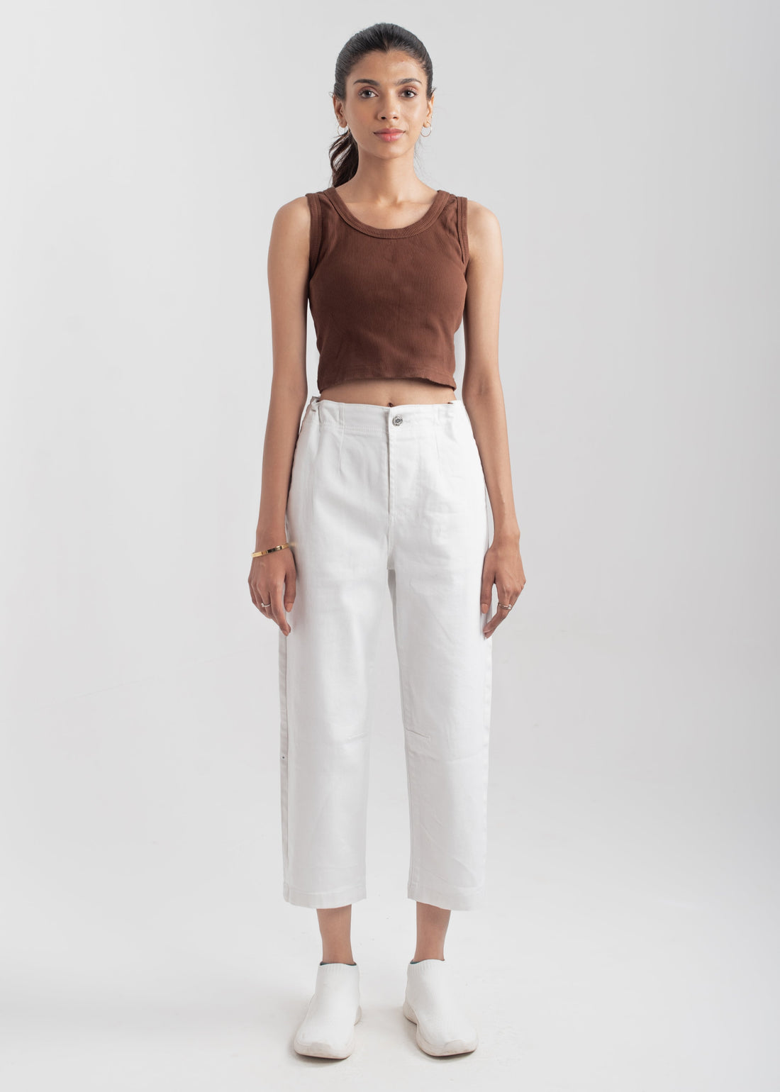 White Pleat Jeans 