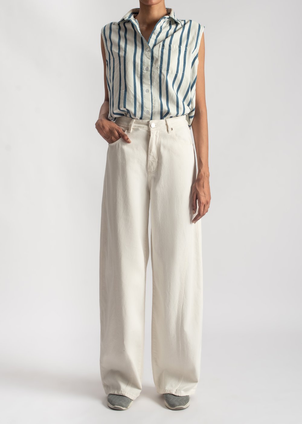 White Skater with Seam Jeans Women 