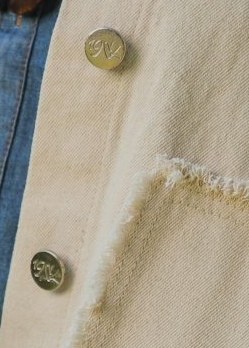 Women's Beige Patched Jacket with Ruffle Edges