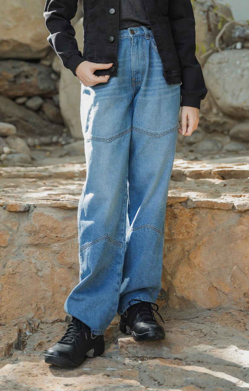 Women's Blue Vertex Jeans With a V Seam Design
