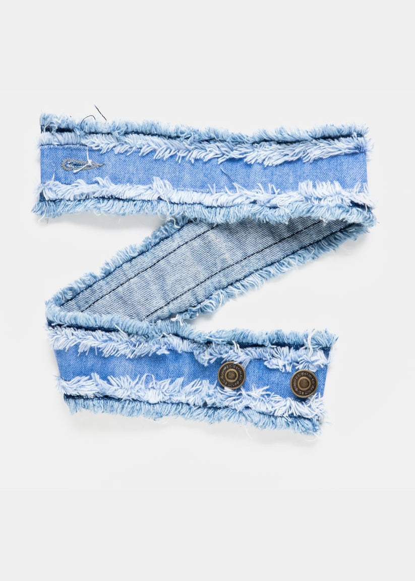 Women's Denim Belt in Blue with Buttons