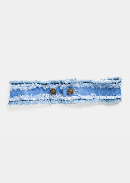 Women's Denim Belt in Blue with Buttons