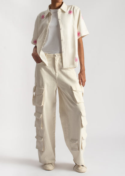 Women's Floral Boxy Shirt in Pink Featuring a Relaxed Boxy Fit