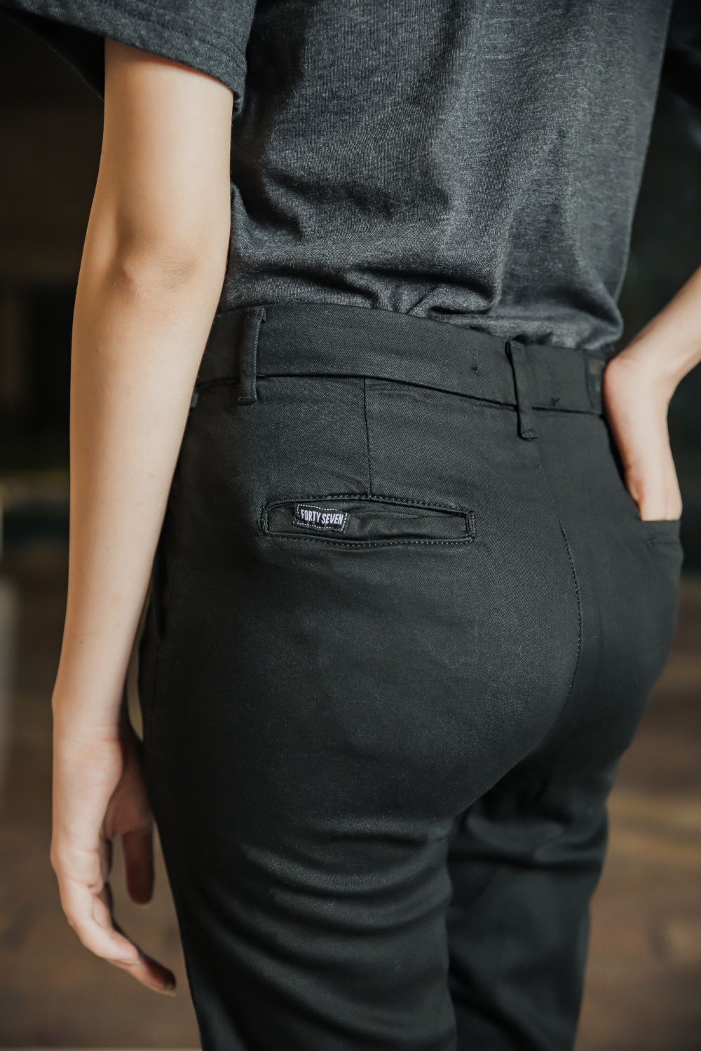 Women's Formal Jeans in Black Featuring a Slim Straight Fit Style