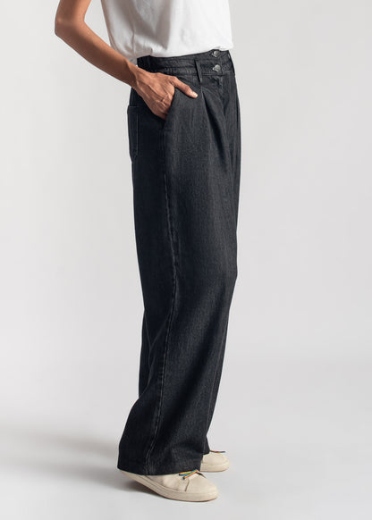 Women's Palazzo Pants in Kohl Grey Featuring a Relaxed Loose Fit Style