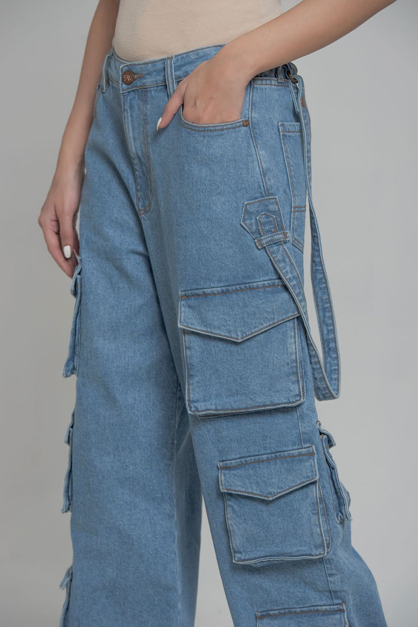 Women's Utility Cargo Pants in Blue